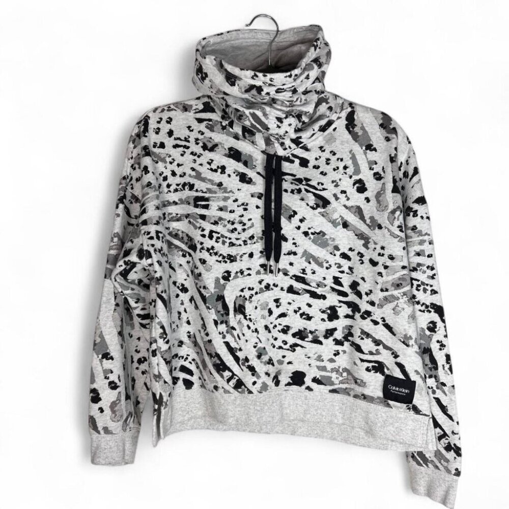 Calvin Klein Grey and white abstract print hoodie #hoodie